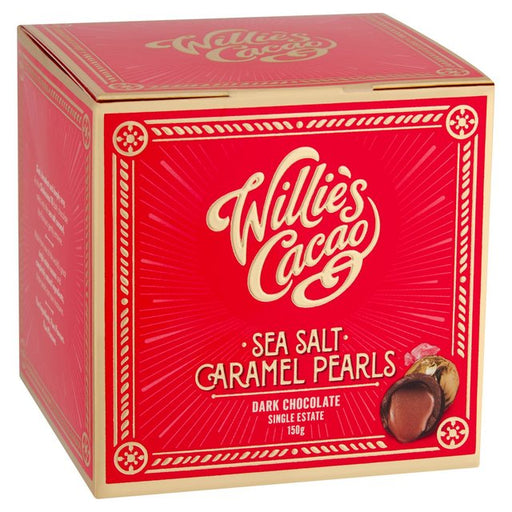 Willie's Cacao Dark Chocolate Sea Salt Caramel Black Pearls 150g