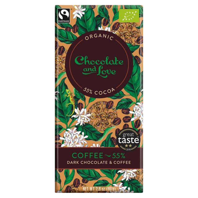 Chocolate and Love Fairtrade Organic Coffee 55% Dark Chocolate 80g