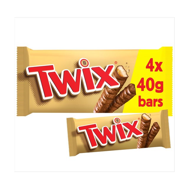 Twix Caramel & Milk Chocolate Fingers Biscuit Twin Snack Bars Multipack 4 x 40g