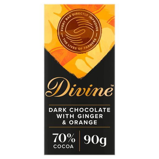 Divine 70% Dark Chocolate with Ginger & Orange 90g