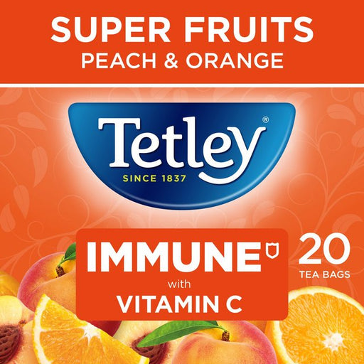 Tetley Super Fruit Tea Immune Peach & Orange Tea Bags 20 per pack