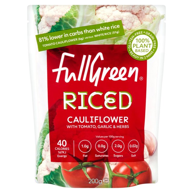 Fullgreen Riced Cauliflower with Tomato, Garlic & Herb 200g