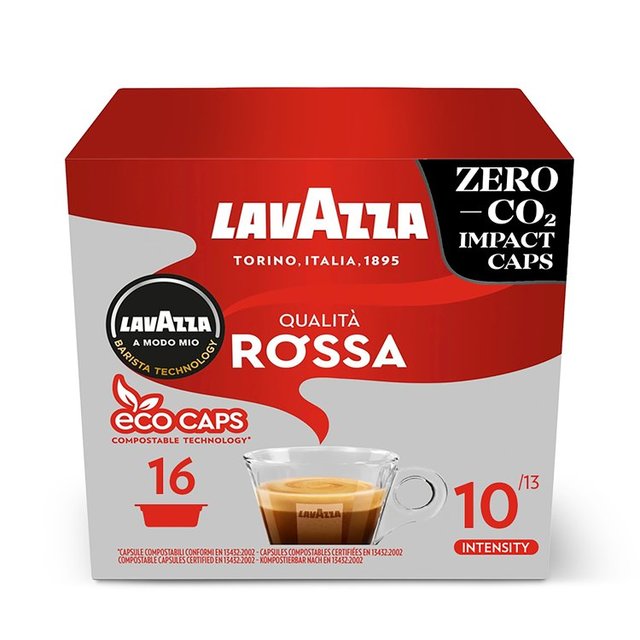 Lavazza A Modo Mio Compostable Qualita Rossa Coffee Capsules 16 per pack