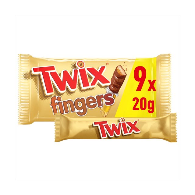 Twix Caramel & Milk Chocolate Fingers Biscuit Snack Bars Multipack 9 x 20g