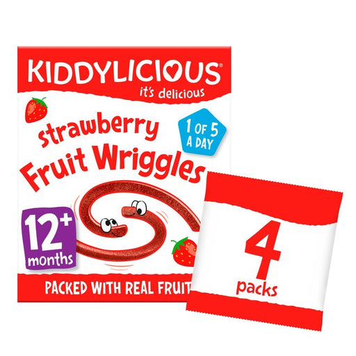 Kiddylicious Strawberry Wriggles Baby Snacks Multi 4 x 12g