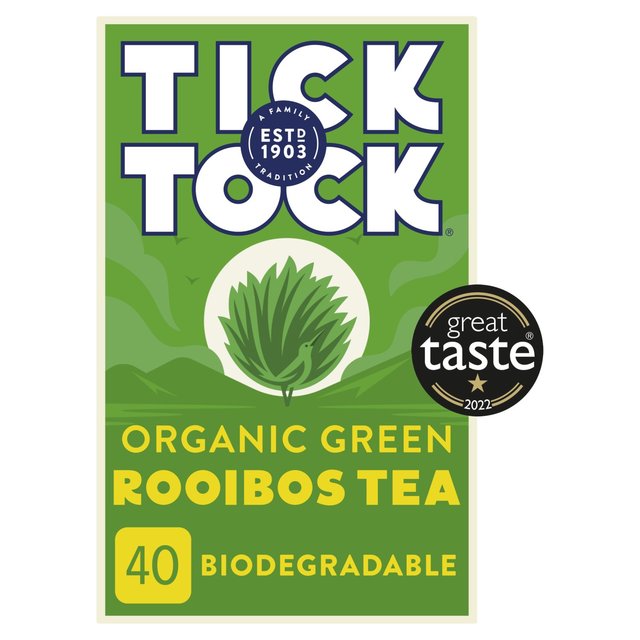 Tick Tock Organic Rooibos Green Tea Bags 40 per pack