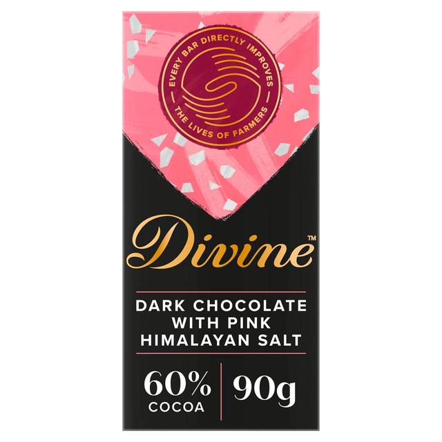 Divine 60% Dark Chocolate Pink Himalayan Salt 90g