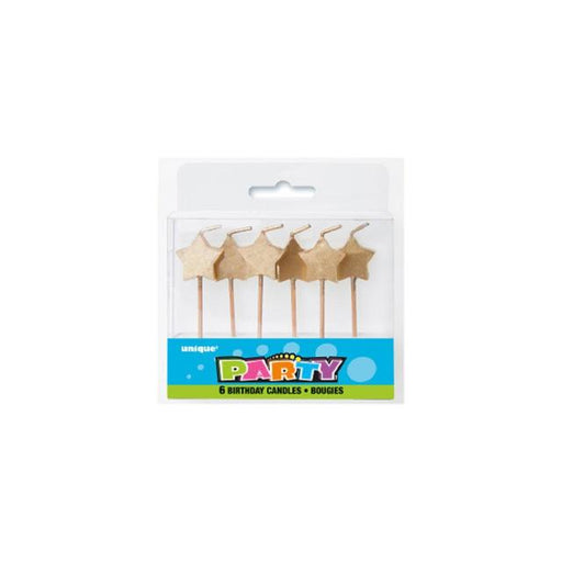 Gold Star Birthday Candles 6 per pack