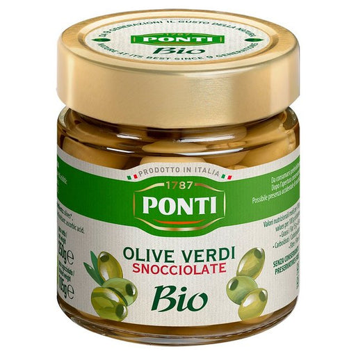 Ponti Organic Pitted Green Olives 250g