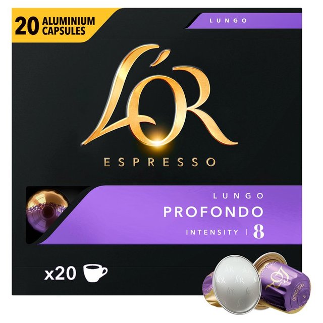 L'OR Lungo Profondo Coffee Pods x20 Intensity 8 20 per pack