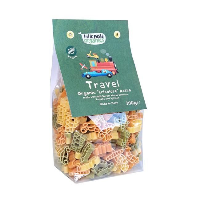 Little Pasta Organics Tri Coloured Travel Shaped Pasta Spinach + Tomato 300g