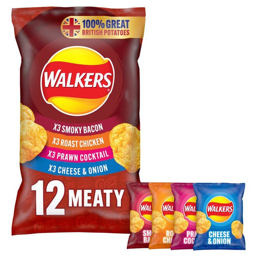 Walkers Meaty Variety Multipack Crisps 12 per pack