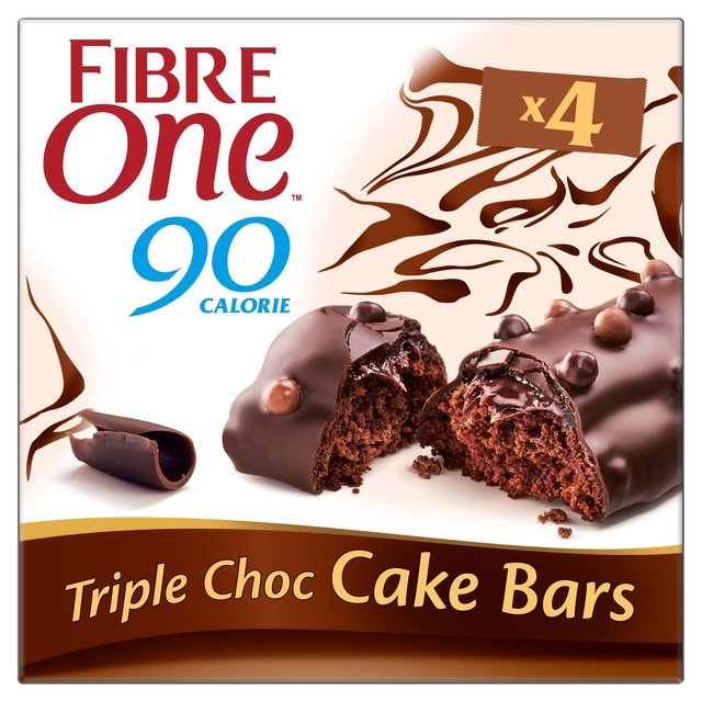 Fibre One 90 Calorie Triple Choc Cake Bars 4 x 25g