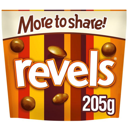 Revels Milk Chocolate with Raisins Coffee or Orange Sharing Pouch Bag 205g