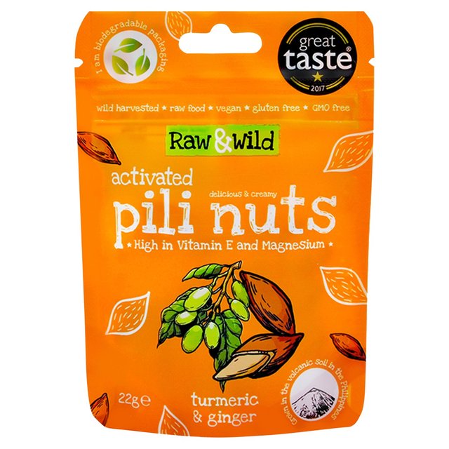 Raw & Wild Activated Pili Nuts Turmeric & Ginger Organic 22g