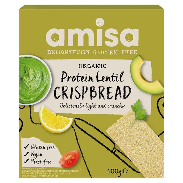 Amisa Organic Gluten Free Protein Lentil Crispbread 100g