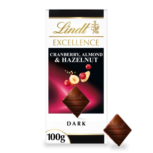 Lindt Excellence Cranberry, Almond & Hazelnut Dark Chocolate Bar 100g