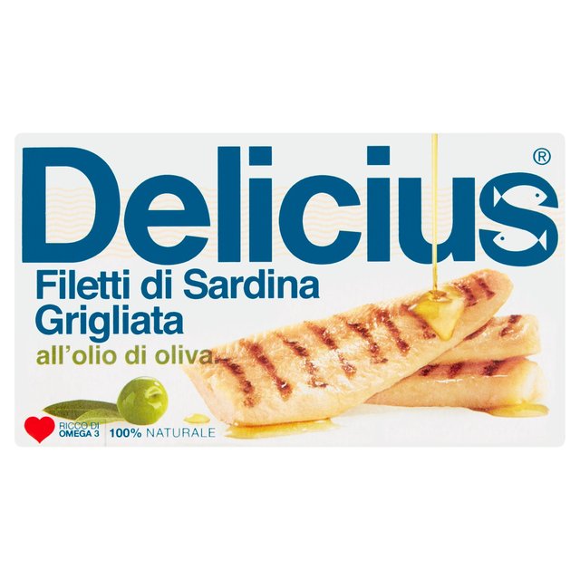 Delicius Grilled Sardine Fillets in Olive Oil 90g