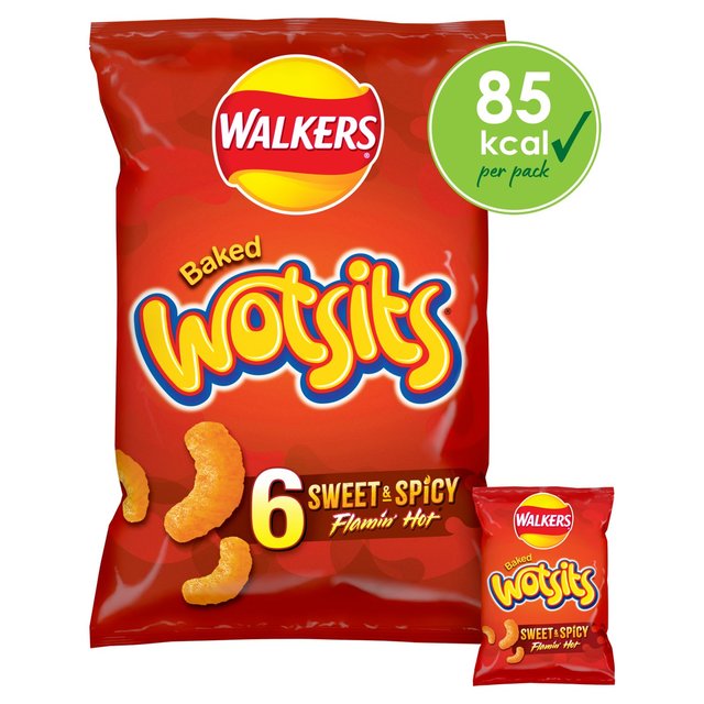 Walkers Wotsits Sweet & Spicy Flamin Hot Multipack Snacks 6 per pack