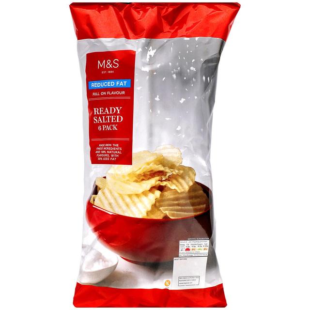 M&S Reduced Fat Ready Salted Crisps Multipack 6 per pack