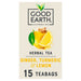 Good Earth Teabags Lemon, Ginger & Turmeric 15 per pack