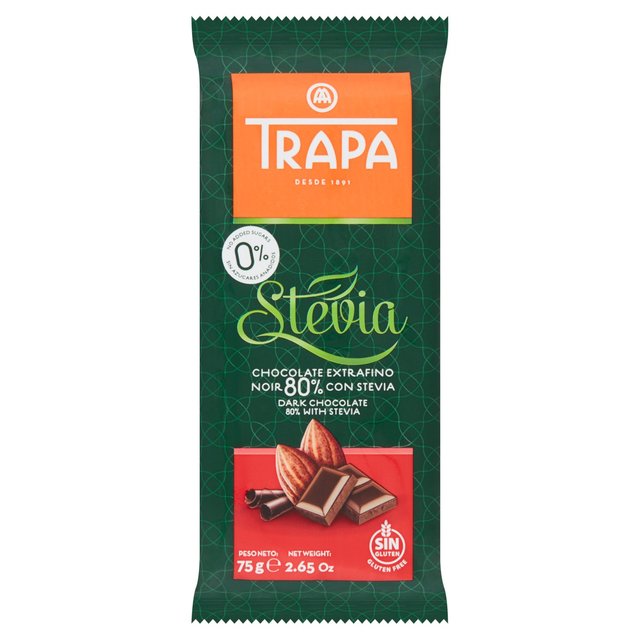 Trapa Dark Chocolate 80% with Stevia 75g