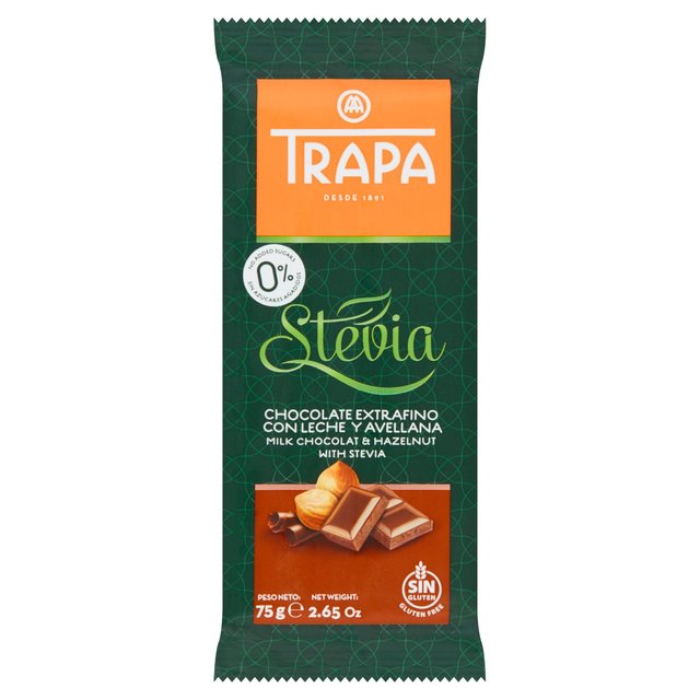 Trapa Milk Chocolate & Hazelnut with Stevia 75g