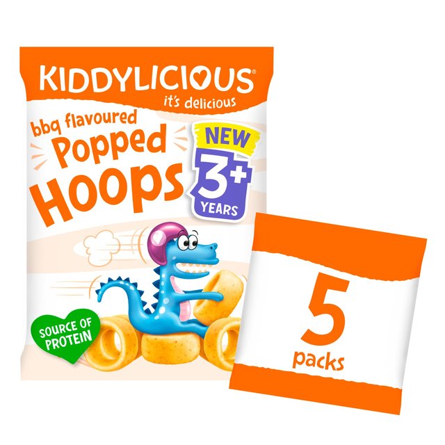 Kiddylicious BBQ Flavoured Popped Hoops Kids Snacks Multi 5 x 10g