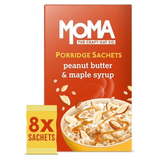 MOMA Peanut Butter & Maple Syrup Jumbo Oat Porridge Sachets Vegan 8 per pack