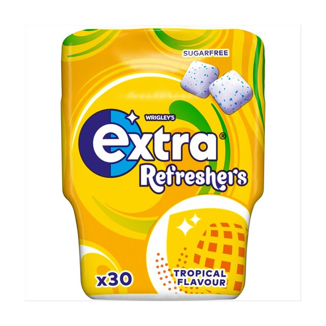 Extra Refreshers Tropical Flavour Sugarfree Chewing Gum Bottle 30 Pieces 67g