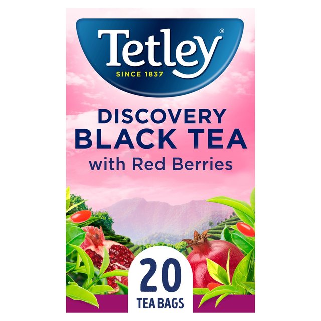 Tetley Discovery Black Tea with Pomegranate, Raspberry and Goji Berry 20 per pack