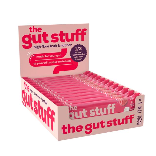 The Gut Stuff Raspberry & Coconut Fruit & Nut High Fibre Box of Bars 12 x 35g