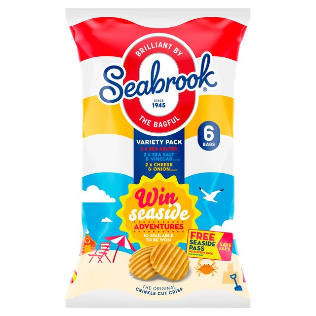 Seabrook Crinkle Cut Variety Crisps 6 per pack