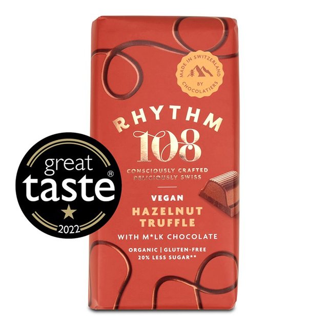 Rhythm 108 Swiss Vegan Hazelnut Truffle Bar with M'lk Chocolate 100g