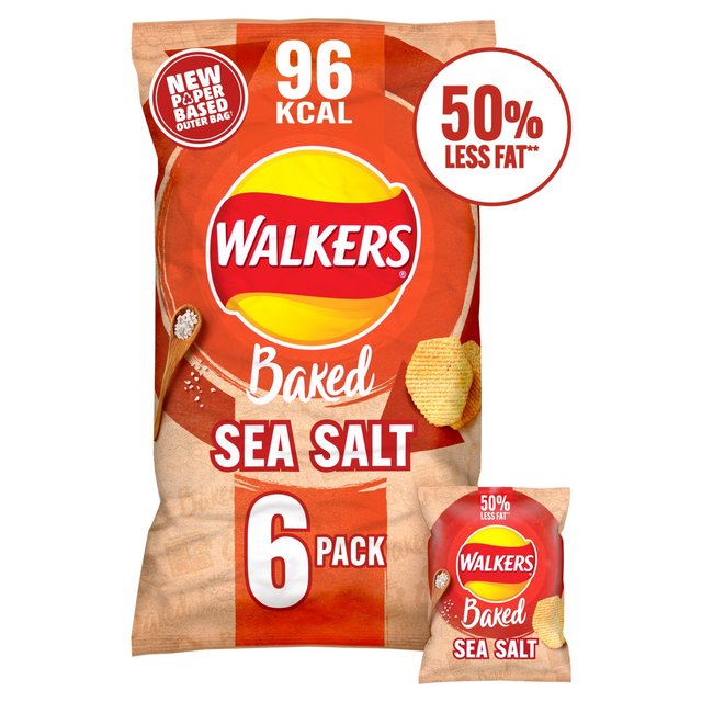 Walkers Baked Sea Salt Multipack Snacks 6 per pack