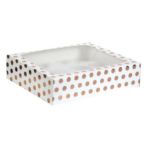 Rose Gold Foil Polka Dots Cupcake Box for 12 Cupcakes N/A