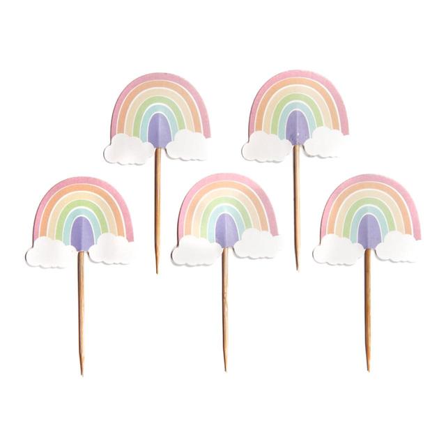 Pastel Rainbow Cupcake Toppers 12 per pack