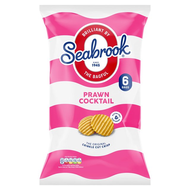 Seabrook Crinkle Cut Prawn Crisps 6 per pack