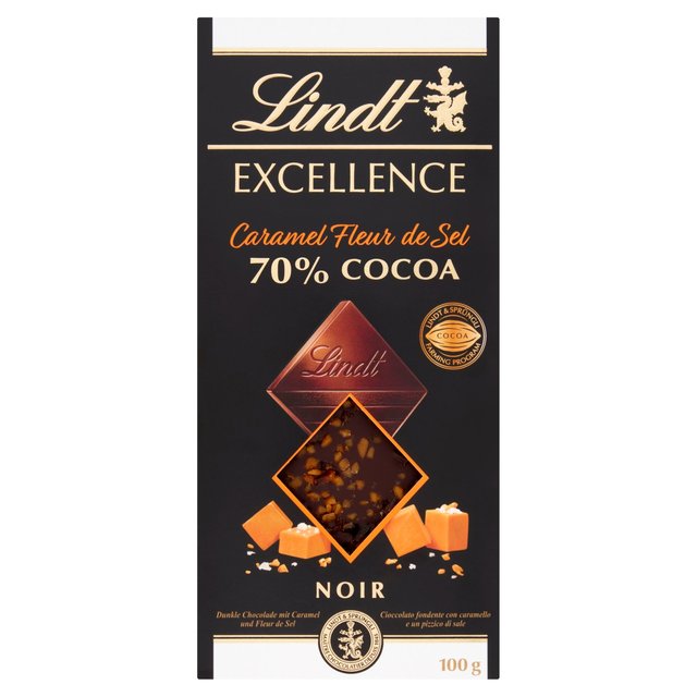 Lindt Excellence Caramel and Sea Salt 70% Dark Chocolate Bar 100g