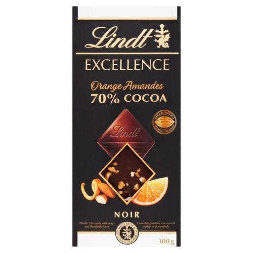 Lindt Excellence Orange and Almond 70% Dark Chocolate Bar 100g