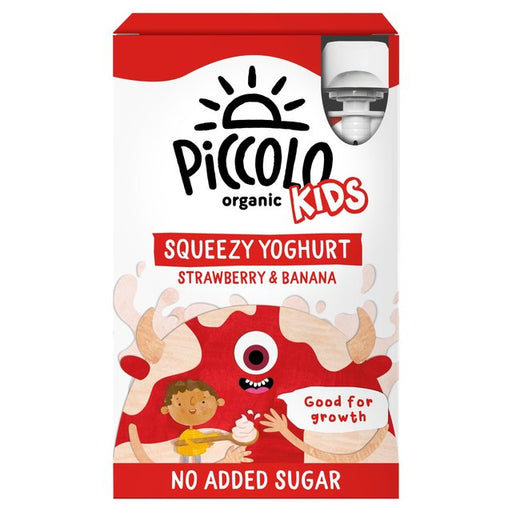 Piccolo Organic Kids Squeezy Yoghurt Strawberry & Banana 4 x 90g