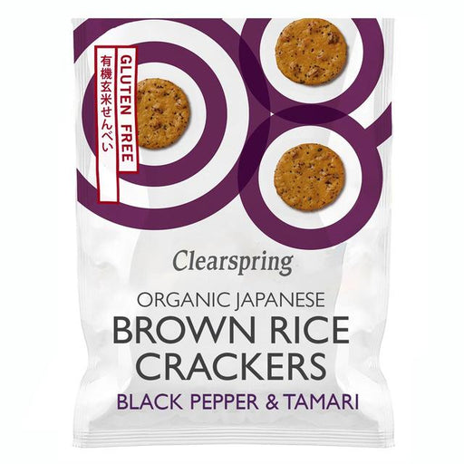 Clearspring Organic Japanese Brown Rice Crackers - Black Pepper & Tamari 40g