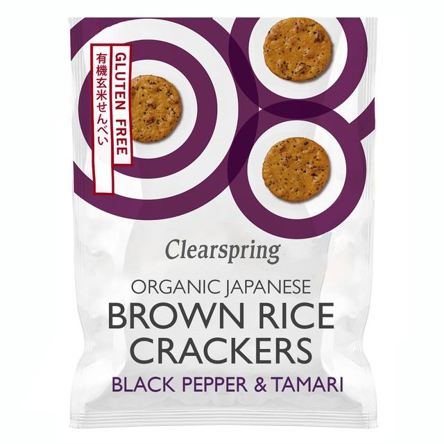 Clearspring Organic Japanese Brown Rice Crackers - Black Pepper & Tamari 40g