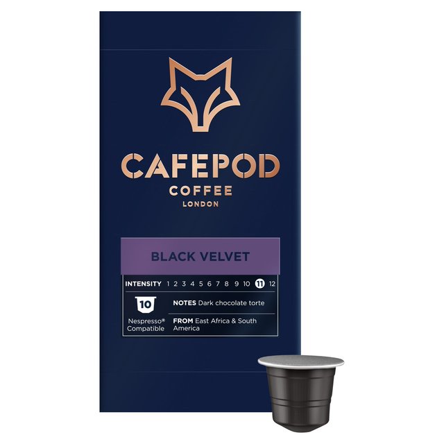 CafePod Black Velvet Nespresso Compatible Aluminium Coffee Pods 10 per pack