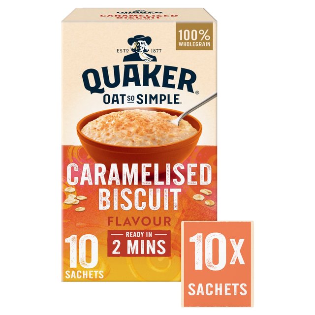 Quaker Oat So Simple Caramelised Biscuit Porridge Cereal Sachets 10 per pack