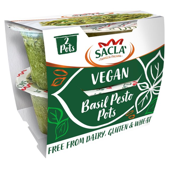 Sacla' Vegan Basil Pesto Pots 2 x 45g