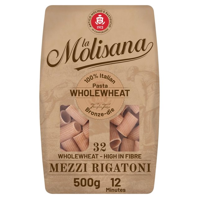 La Molisana Wholewheat Mezzi Half Rigatoni Pasta No.32 500g