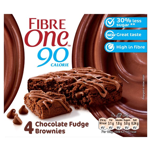 Fibre One 90 Calorie Chocolate Fudge Brownies 4 x 24g