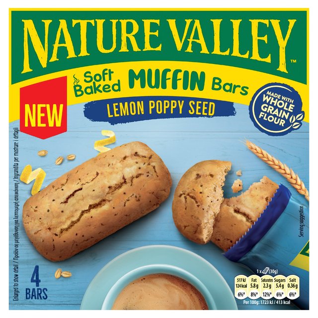 Nature Valley Muffin Bars Lemon Poppy Seed Cereal Bars 4 x 30g