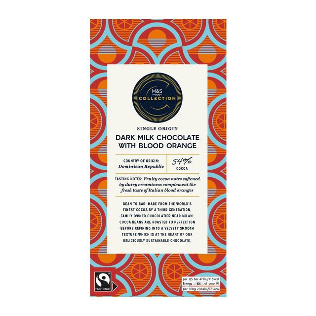 M&S Collection 54% Dark Milk Dominican Republic Chocolate with Blood Orange 100g